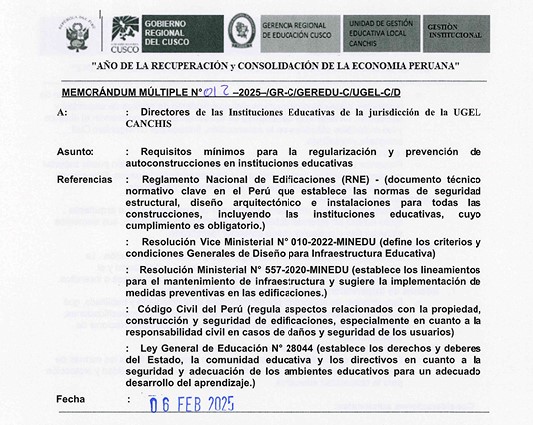 Requisitos mínimos para la regularización y prevención de autoconstrucciones en instituciones educativas 